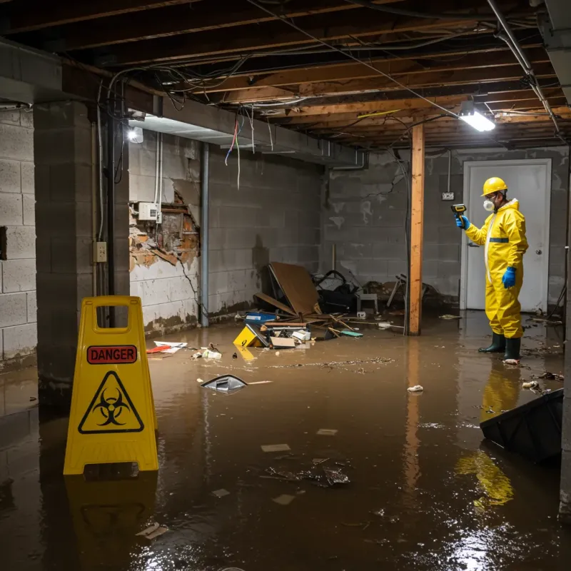 Flooded Basement Electrical Hazard in Madison, IN Property